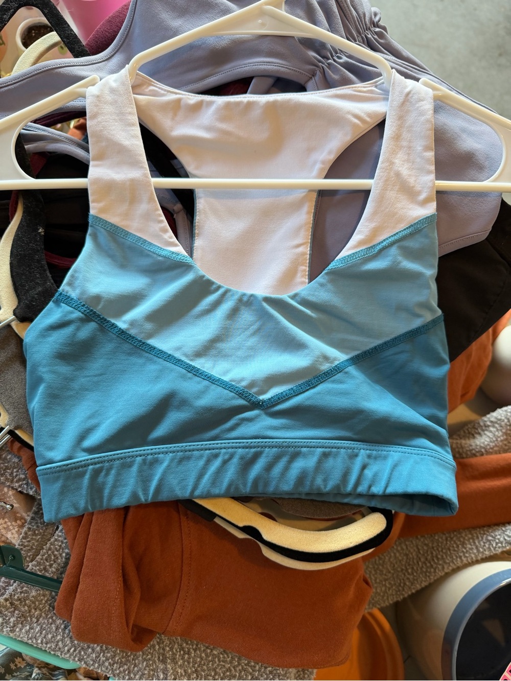 Glyder Teal and White Racerback Sports Bra